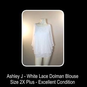 Ashley J White Lace Dolman Sleeve Plus Size 2X